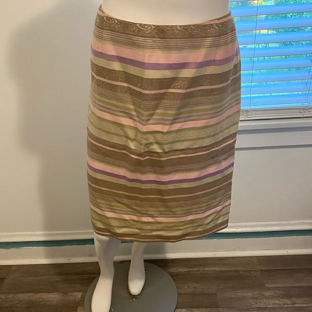 The Limited Tan/Pink/Lavender stripe pencil skirt, size 14